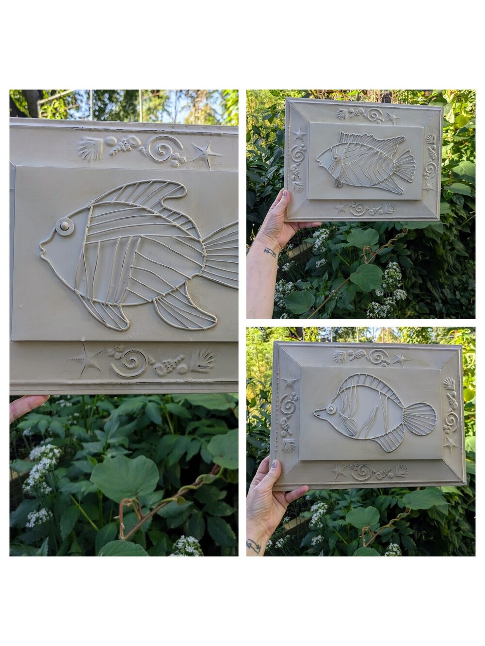 Vintage Fish Metal Panel Art Trio